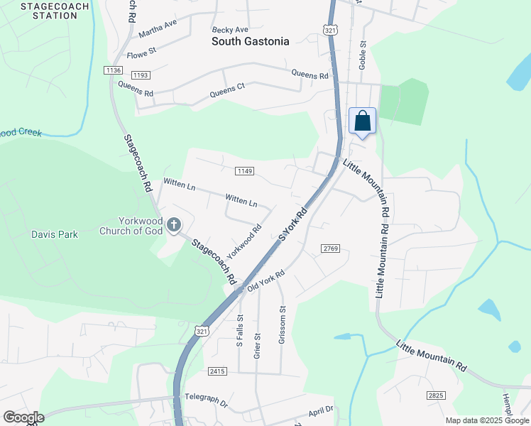 map of restaurants, bars, coffee shops, grocery stores, and more near 3814 Yorkwood Road in Gastonia