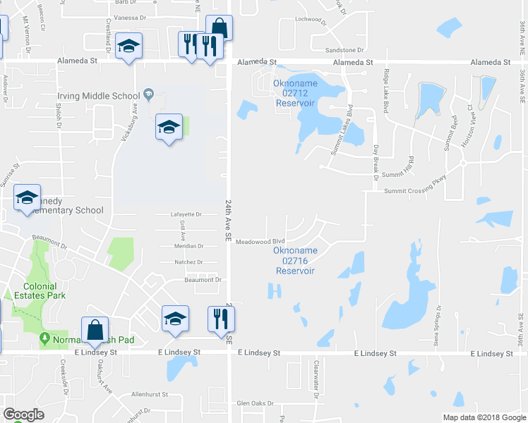 map of restaurants, bars, coffee shops, grocery stores, and more near 604 Welston Circle in Norman