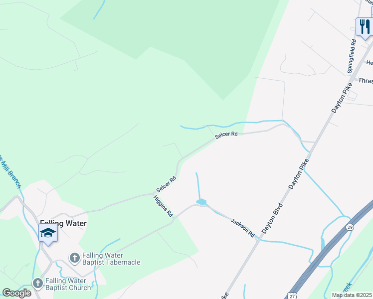 map of restaurants, bars, coffee shops, grocery stores, and more near 7909 Selcer Road in Hamilton County