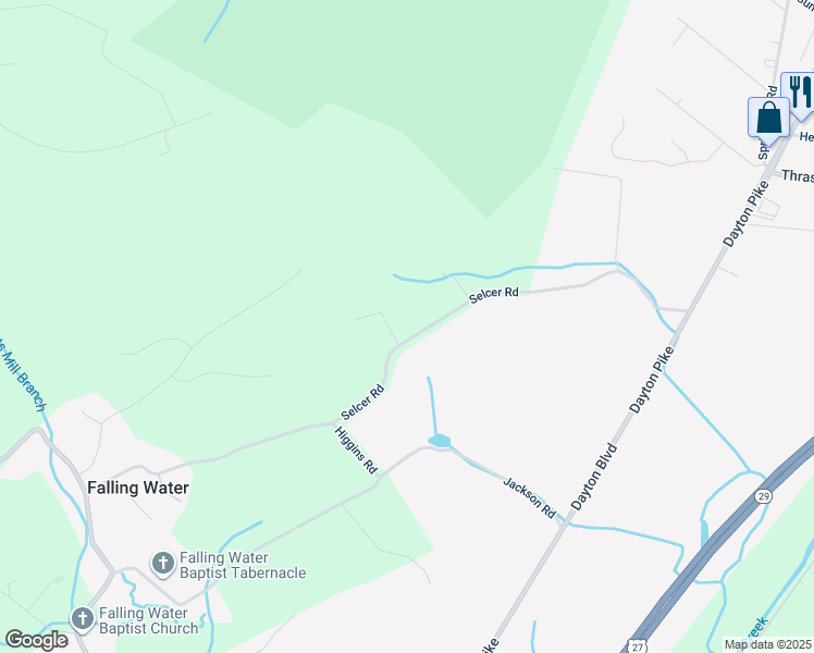 map of restaurants, bars, coffee shops, grocery stores, and more near 7909 Selcer Road in Hamilton County