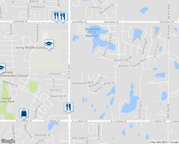 map of restaurants, bars, coffee shops, grocery stores, and more near 601 Smalley Drive in Norman