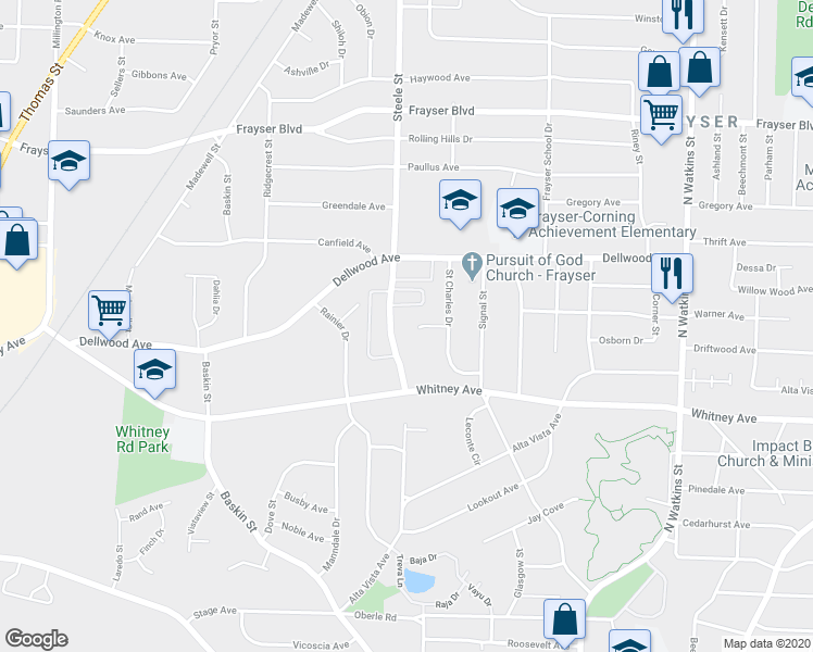 map of restaurants, bars, coffee shops, grocery stores, and more near 1482 Saint Charles Cove in Memphis
