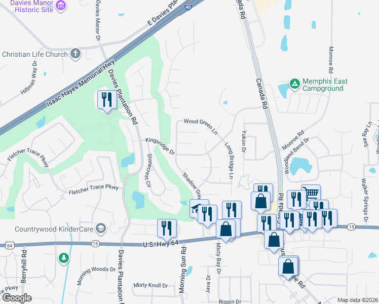 map of restaurants, bars, coffee shops, grocery stores, and more near 9658 Kingsridge Drive in Lakeland
