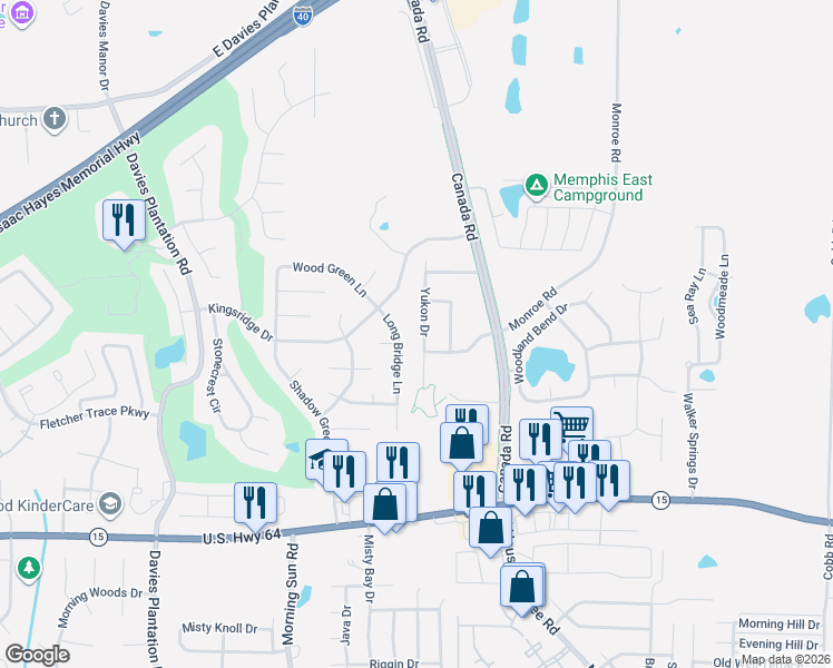 map of restaurants, bars, coffee shops, grocery stores, and more near 3135 Yukon Dr in Lakeland