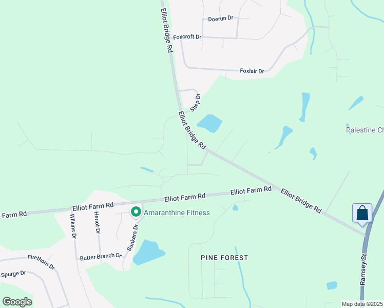map of restaurants, bars, coffee shops, grocery stores, and more near 7630 Akins Drive in Fayetteville