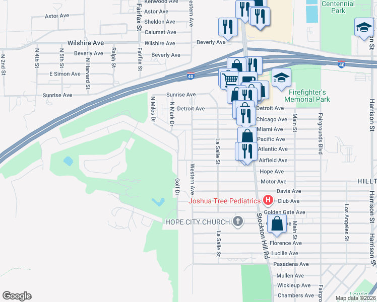 map of restaurants, bars, coffee shops, grocery stores, and more near 2711 Western Avenue in Kingman