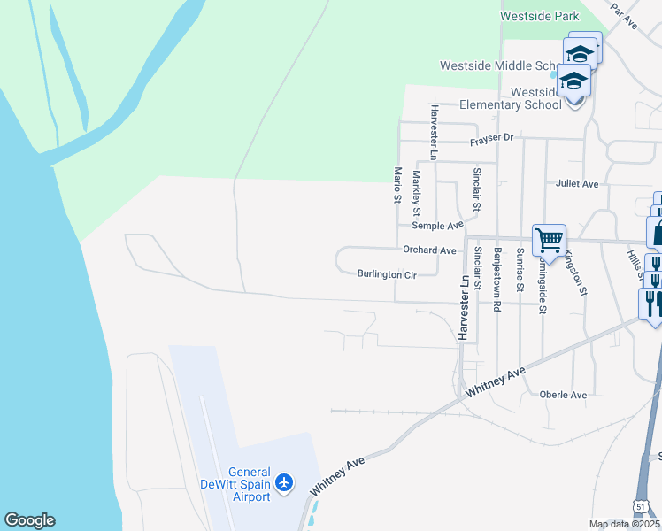 map of restaurants, bars, coffee shops, grocery stores, and more near 449 Burlington Circle in Memphis