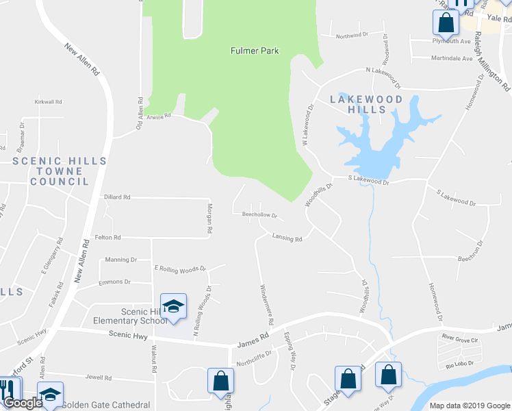 map of restaurants, bars, coffee shops, grocery stores, and more near 3634 Beechollow Drive in Memphis