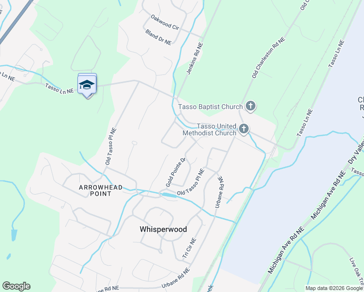 map of restaurants, bars, coffee shops, grocery stores, and more near 5025 Lake Cir Dr NE in Cleveland