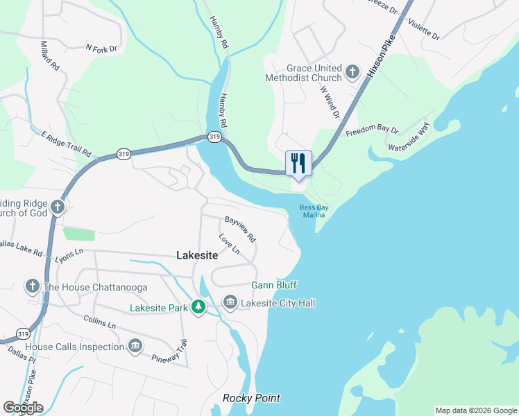 map of restaurants, bars, coffee shops, grocery stores, and more near 2429 Dockside Drive in Lakesite