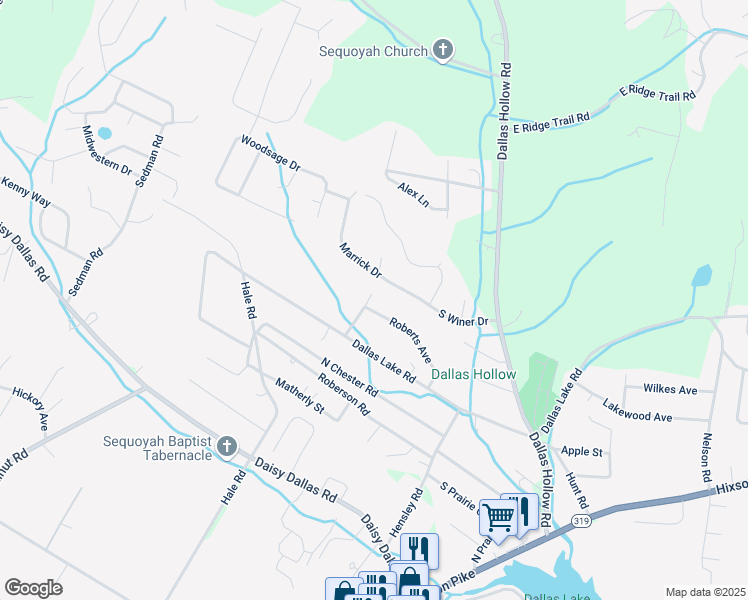 map of restaurants, bars, coffee shops, grocery stores, and more near 9016 Womack Road in Hamilton County