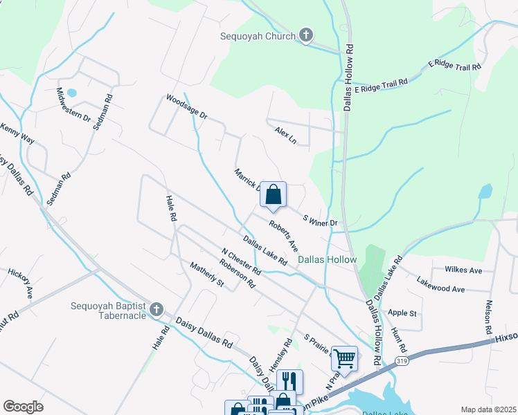 map of restaurants, bars, coffee shops, grocery stores, and more near 9016 Womack Road in Hamilton County