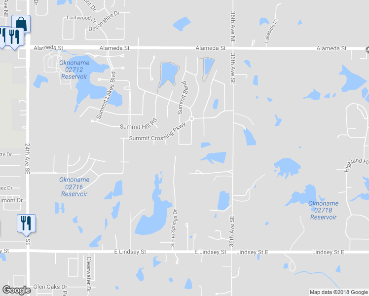 map of restaurants, bars, coffee shops, grocery stores, and more near 3208 Summit Bend in Norman
