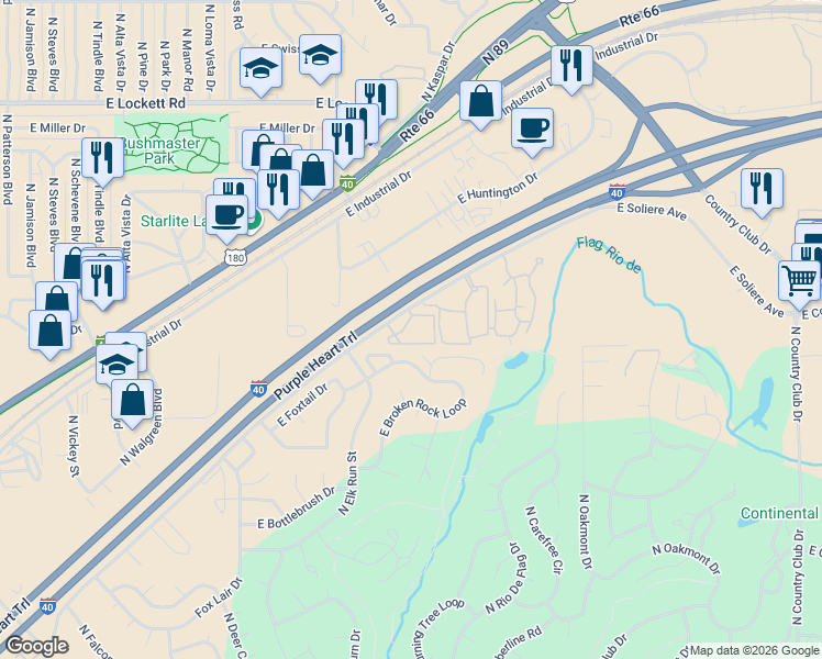 map of restaurants, bars, coffee shops, grocery stores, and more near 4015 Soliere Avenue in Flagstaff