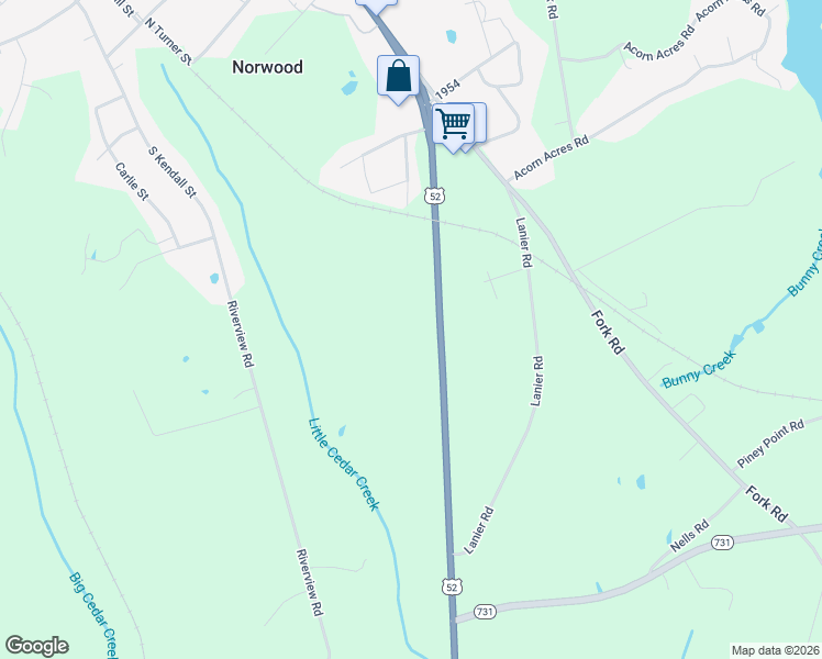 map of restaurants, bars, coffee shops, grocery stores, and more near 8325 U.S. 52 in Norwood