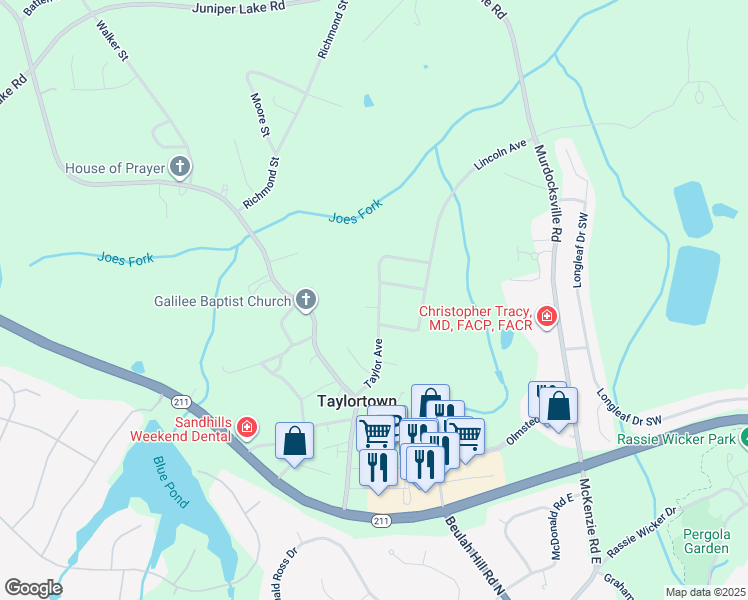 map of restaurants, bars, coffee shops, grocery stores, and more near 118 Taylor Avenue in Taylortown