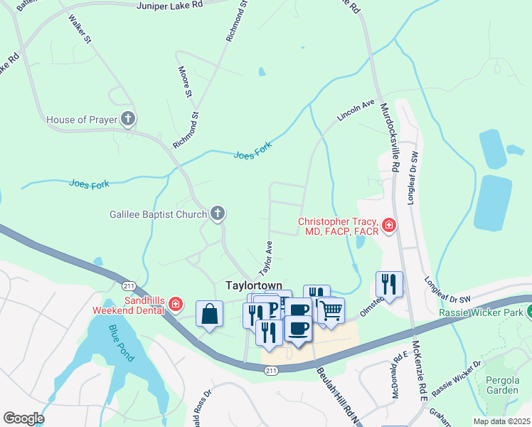 map of restaurants, bars, coffee shops, grocery stores, and more near 118 Taylor Avenue in Taylortown