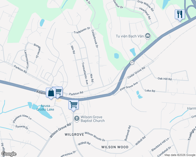 map of restaurants, bars, coffee shops, grocery stores, and more near 6939 Cedarbrook Drive in Charlotte