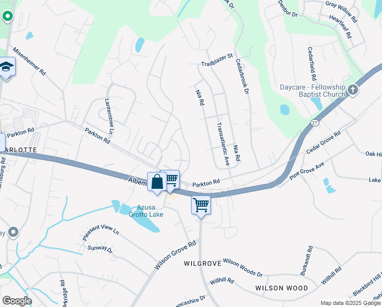 map of restaurants, bars, coffee shops, grocery stores, and more near 6751 Silver Valley Drive in Charlotte