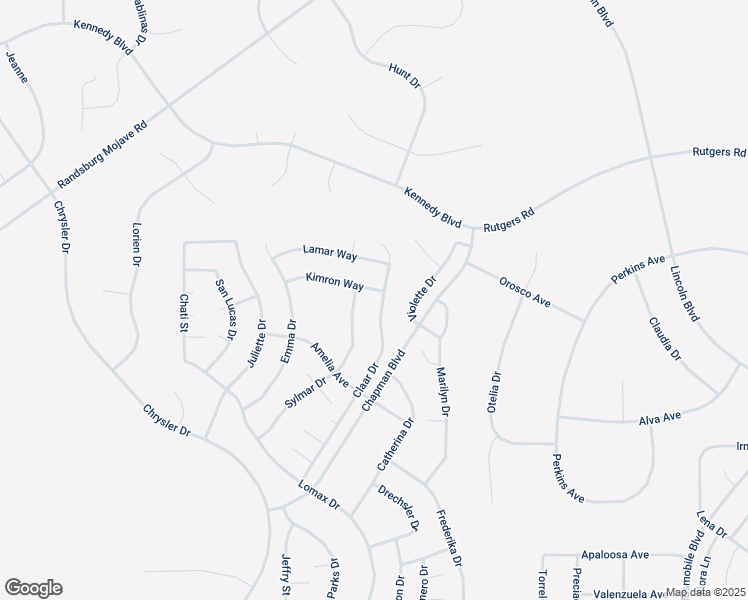 map of restaurants, bars, coffee shops, grocery stores, and more near Claar Drive in California City