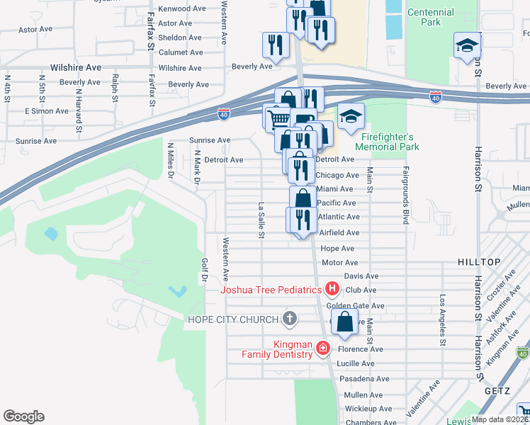 map of restaurants, bars, coffee shops, grocery stores, and more near 1806-1812 Atlantic Avenue in Kingman