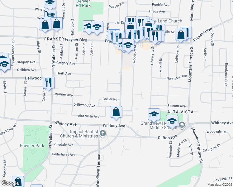 map of restaurants, bars, coffee shops, grocery stores, and more near 2054 Collier Road in Memphis