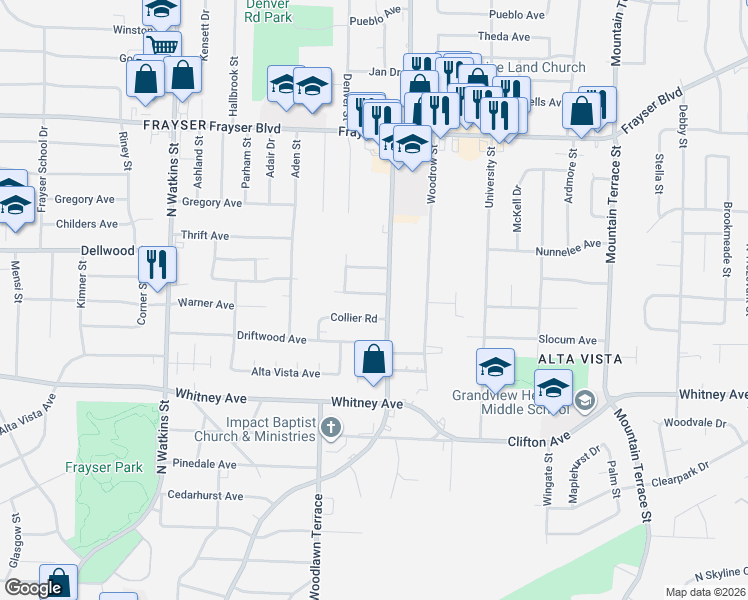 map of restaurants, bars, coffee shops, grocery stores, and more near 2054 Collier Road in Memphis