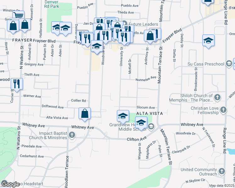 map of restaurants, bars, coffee shops, grocery stores, and more near 3134 Chandler Street in Memphis