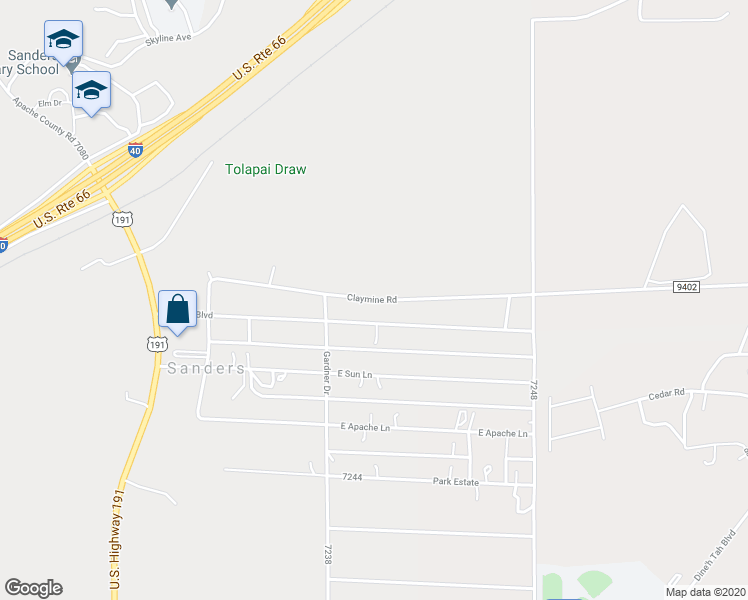 map of restaurants, bars, coffee shops, grocery stores, and more near Claymine Road in Sanders