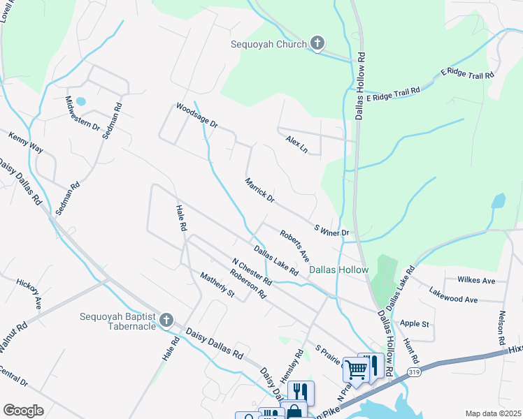 map of restaurants, bars, coffee shops, grocery stores, and more near 9015 Womack Road in Hamilton County