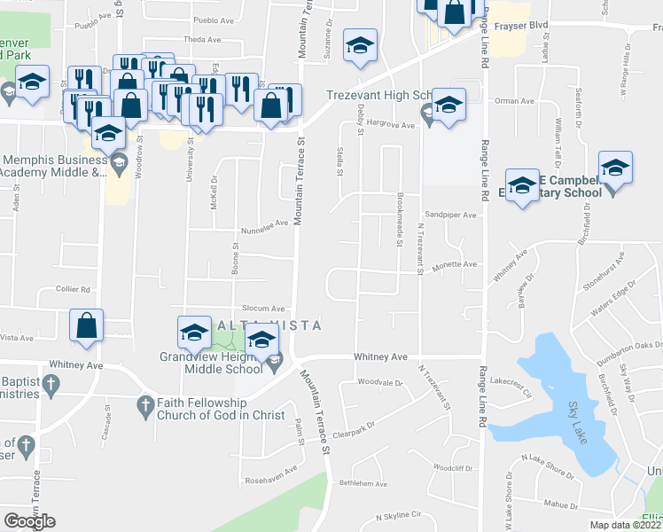 map of restaurants, bars, coffee shops, grocery stores, and more near 3139 Madeline Circle in Memphis