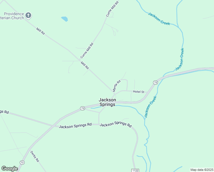 map of restaurants, bars, coffee shops, grocery stores, and more near 150 Mill Road in Jackson Springs