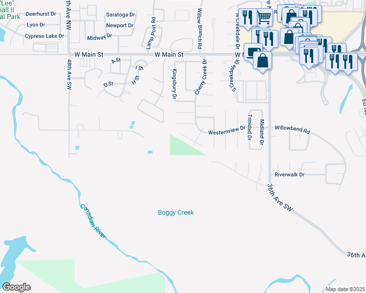 map of restaurants, bars, coffee shops, grocery stores, and more near 530 Stone Well Drive in Norman