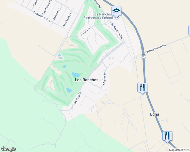 map of restaurants, bars, coffee shops, grocery stores, and more near 6001 Joan Place in San Luis Obispo