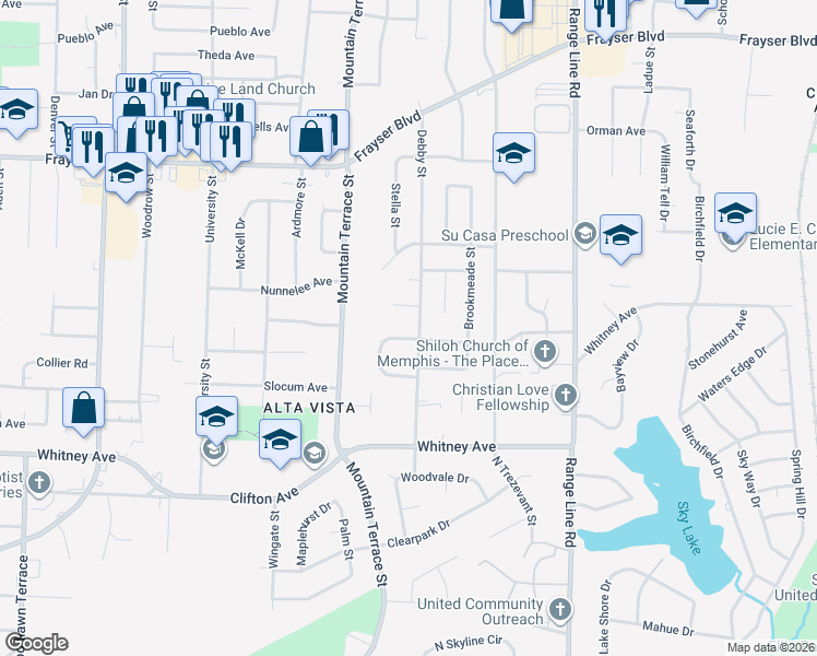 map of restaurants, bars, coffee shops, grocery stores, and more near 2451 Debby Cove in Memphis