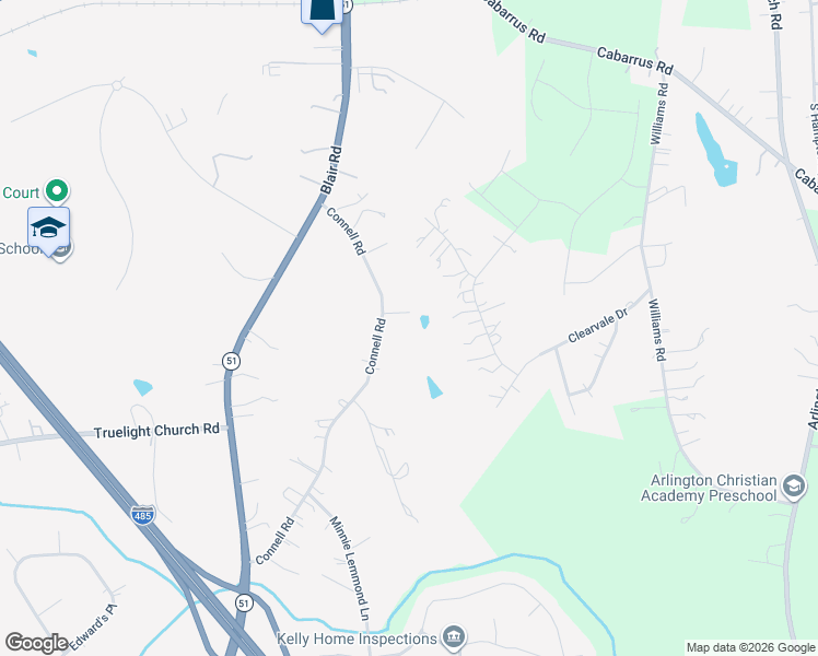 map of restaurants, bars, coffee shops, grocery stores, and more near 10704 Connell Road in Mint Hill
