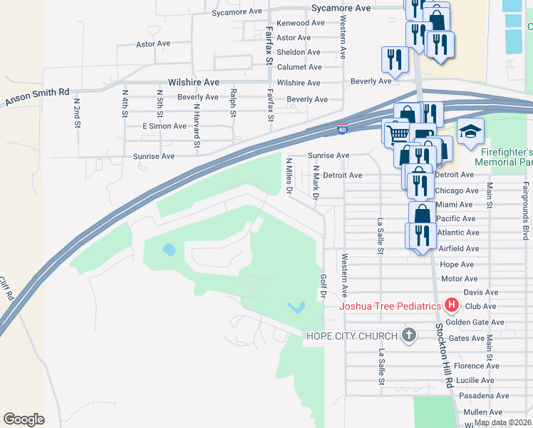 map of restaurants, bars, coffee shops, grocery stores, and more near 280 Greenway Drive in Kingman