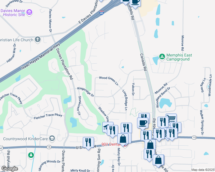 map of restaurants, bars, coffee shops, grocery stores, and more near 9715 Wood Green Lane in Lakeland