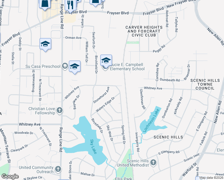 map of restaurants, bars, coffee shops, grocery stores, and more near 2855 Whitney Avenue in Memphis