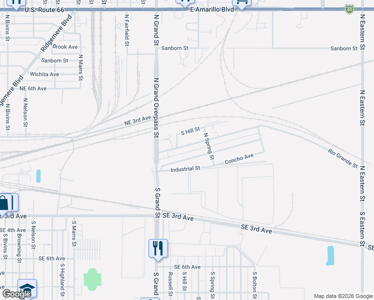 map of restaurants, bars, coffee shops, grocery stores, and more near 3701 Rio Grande Avenue in Amarillo