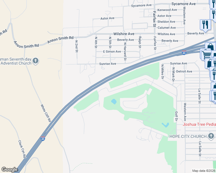 map of restaurants, bars, coffee shops, grocery stores, and more near U.S. 93 in Kingman