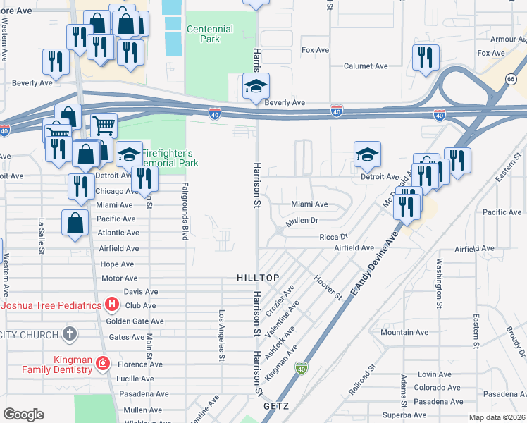 map of restaurants, bars, coffee shops, grocery stores, and more near 2827-2999 Van Marter Dr in Kingman