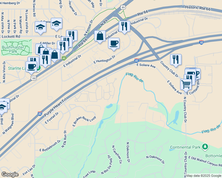 map of restaurants, bars, coffee shops, grocery stores, and more near 4343 East Soliere Avenue in Flagstaff