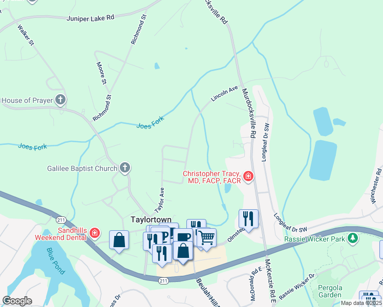map of restaurants, bars, coffee shops, grocery stores, and more near in Pinehurst