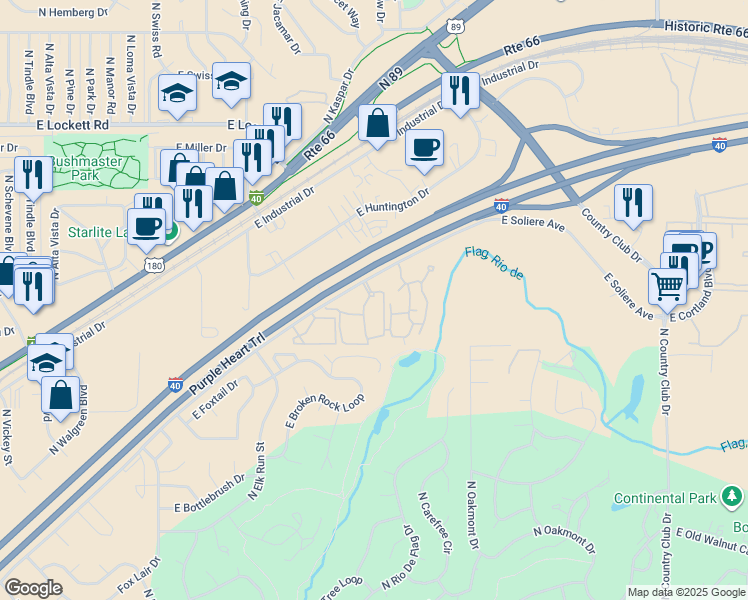 map of restaurants, bars, coffee shops, grocery stores, and more near 4255 Soliere Avenue in Flagstaff