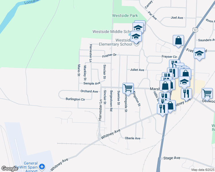 map of restaurants, bars, coffee shops, grocery stores, and more near 668 Marsh Avenue in Memphis