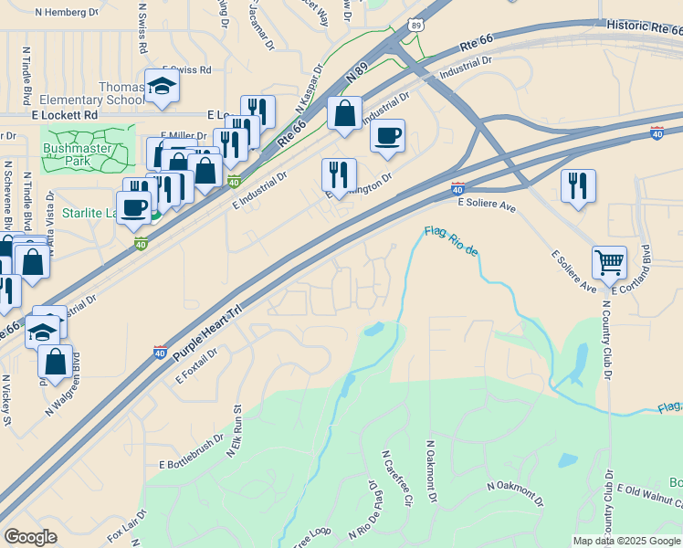 map of restaurants, bars, coffee shops, grocery stores, and more near 4255 East Soliere Avenue in Flagstaff