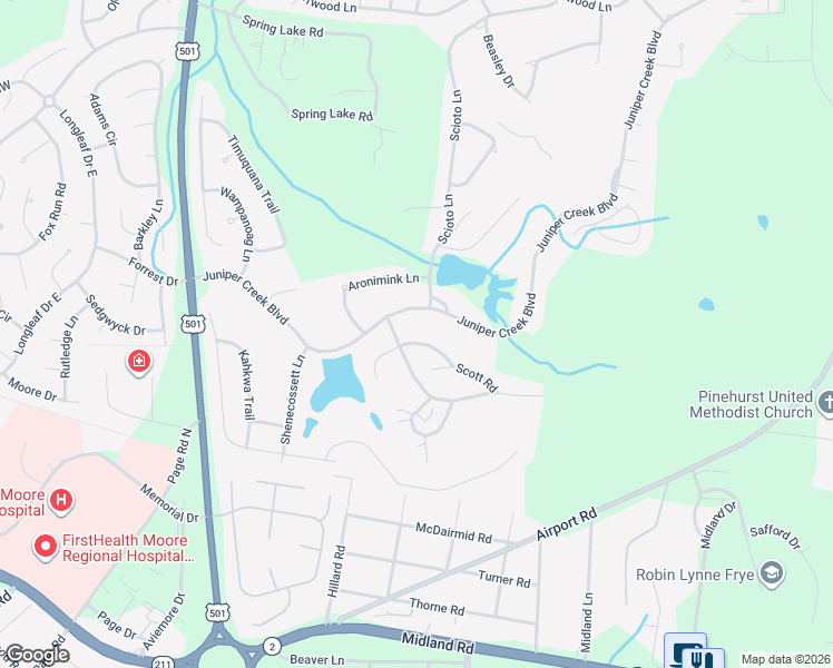 map of restaurants, bars, coffee shops, grocery stores, and more near 25 Brandon Trail in Pinehurst