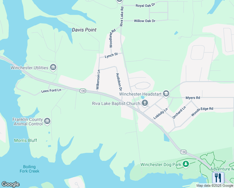 map of restaurants, bars, coffee shops, grocery stores, and more near 67 Audobon Drive in Winchester
