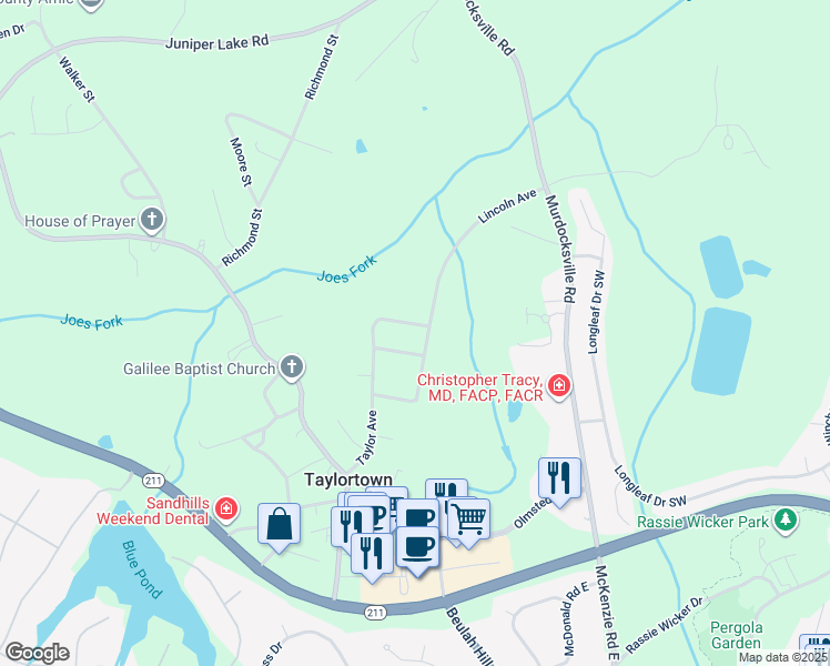 map of restaurants, bars, coffee shops, grocery stores, and more near in Pinehurst